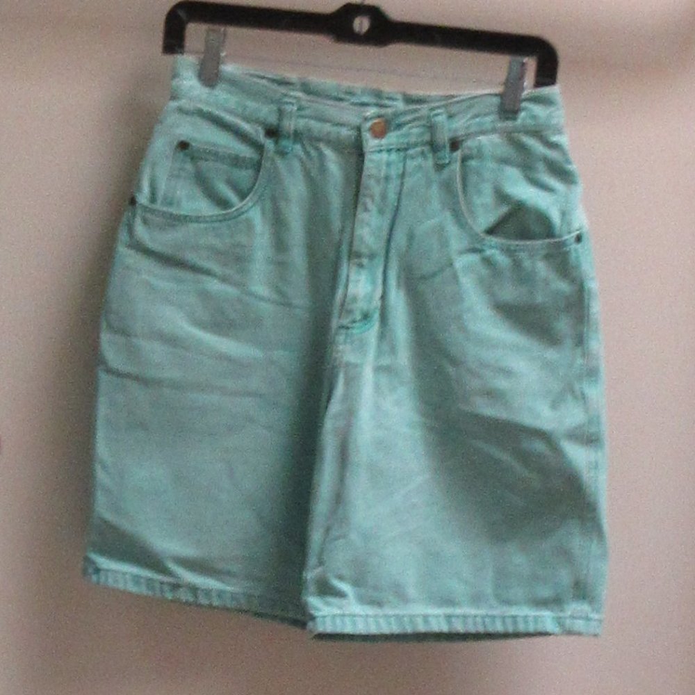 Green Cotton Denim Shorts Size 10 CHAUS SPORT